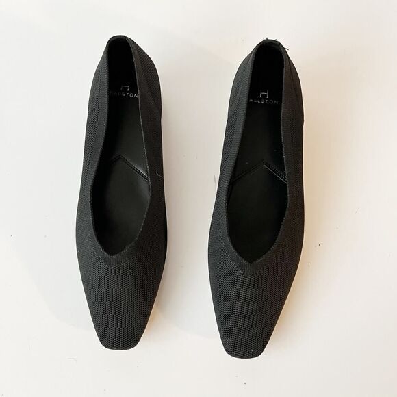 Halston Black Knit Low Heel Squared Pointed Toe Flats Kitten Heels Size‎ 11 - Picture 3 of 5